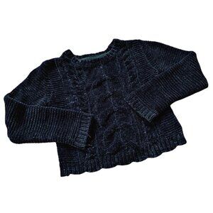 Cynthia Rowley Scalloped Hem Navy Sweater 4